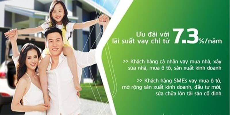 Lãi suất khi vay 100 triệu trong 2 năm vietcombank từ vay thế chấp khoản dao động 7.3/ năm tùy từng thời điểm