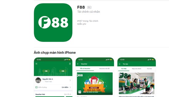 Ứng dụng App vay tiền F88 trên Appstore