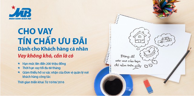 Vay tín chấp MB Bank với nhiều ưu đã thời gian vay tối đa lên đến 60 tháng